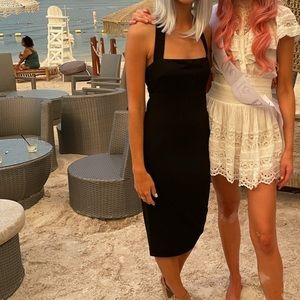 Black midi dress with halter strap